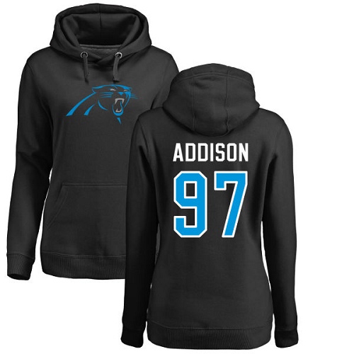 Carolina Panthers Black Women Mario Addison Name and Number Logo NFL Football #97 Pullover Hoodie Sweatshirts->nfl t-shirts->Sports Accessory